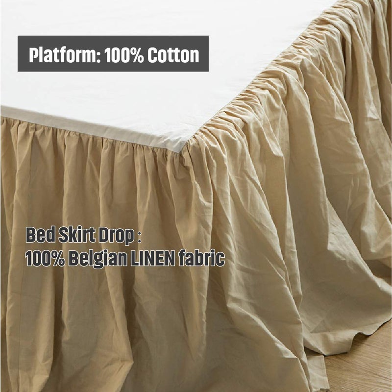 Simple&Opulence Belgian Linen Bed Skirt with Classic 16 inch Tailored Drop Dust Ruffle, Easy Fit Breathable Premium Natural Flax- Pleated Linen,Queen - Image 2